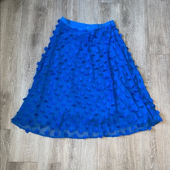 Maeve Dresses & Skirts - Anthropologie Maeve Blue Floral flower appique Midi Skirt size 10